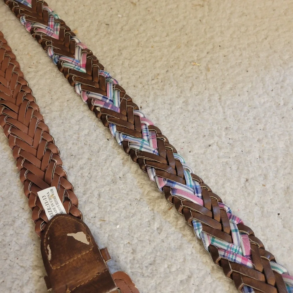 Unbranded Braided Belt Womens 11-13 Brown Fair Plaid Woven Boho Casual Accessory